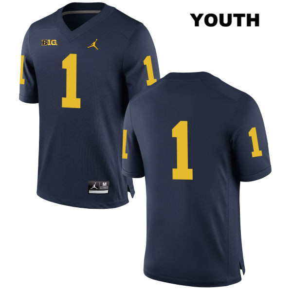 Youth NCAA Michigan Wolverines Ambry Thomas #1 No Name Navy Jordan Brand Authentic Stitched Football College Jersey DM25R50NJ